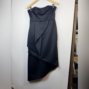 Fame partners Black Strapless Dress satin gown 6 formal